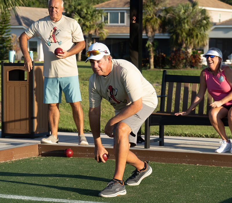 Playing bocce ball